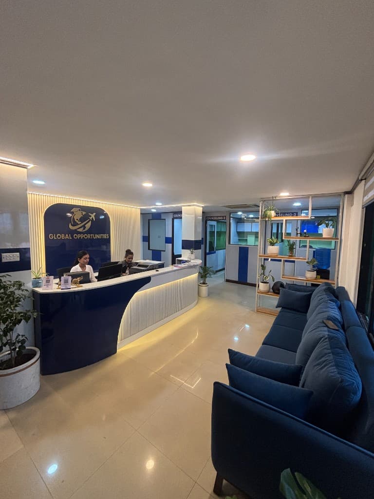 Reception desk and counselling rooms at Global Opportunities in Pokhara